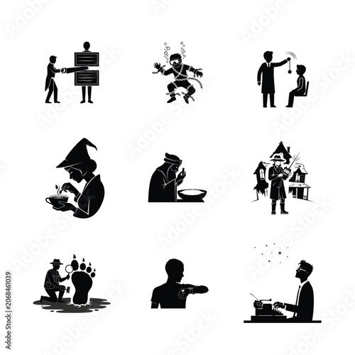 Social Dining and Family Gathering Silhouettes Dinner Table Conversation Restaurant Meals and Group Interaction