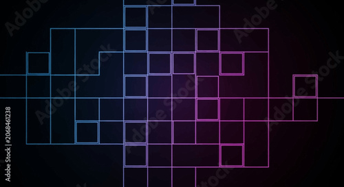 Geometric Grid Abstract Background with Neon Blue and Pink Gradients