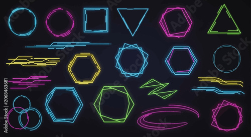 Neon Geometric Shapes and Futuristic Lines
