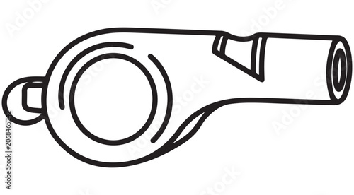 Cuadro en lienzo Whistle line art illustration with black outline drawing for sports refereeing a
