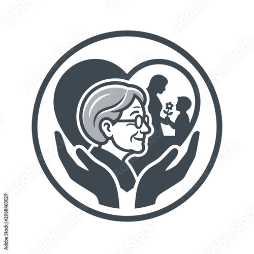 Elderly Woman and Family Love.