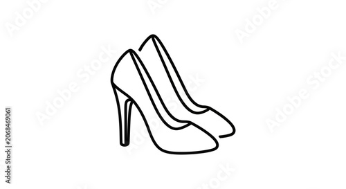 Elegant high heel shoe outline illustration, simple line art fashion icon