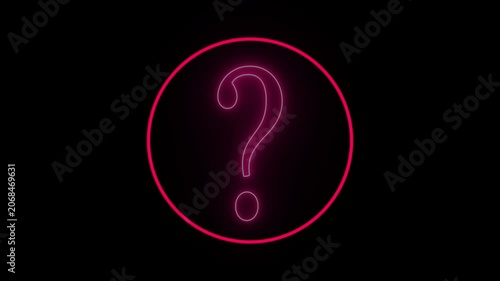 Question Mark Neon Light , A glowing neon question mark icon on a dark background,