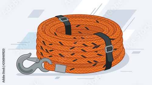 Принти на полотні Orange Rope with Hook Vector Illustration