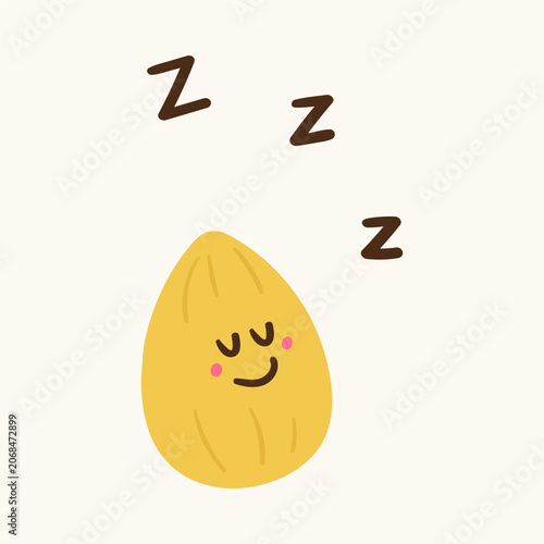 Cuadro en lienzo Cute almond character sleeping funny nut emoticon sweet dream icon