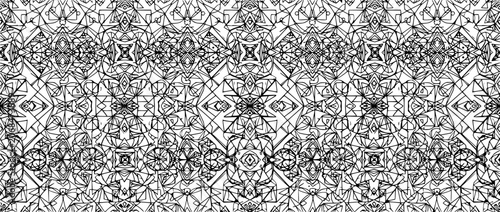 Seamless Black and White Geometric Decorative Line Art Pattern