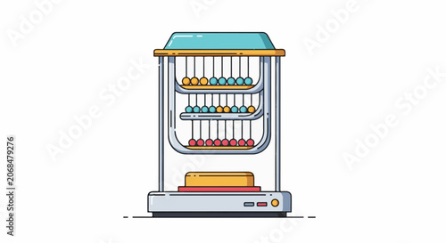 Colorful Newton's cradle machine with swinging balls