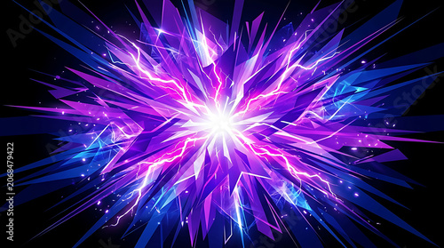Abstract Burst of Electric Energy and Light, Digital Art Illustration