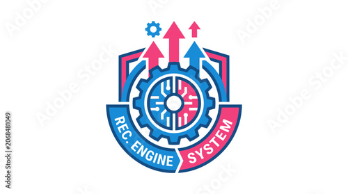 Modern Gear Logo with Arrows and Shield - Technology, Innovation, Growth