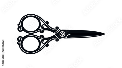 Vintage Ornate Scissors Vector Illustration
