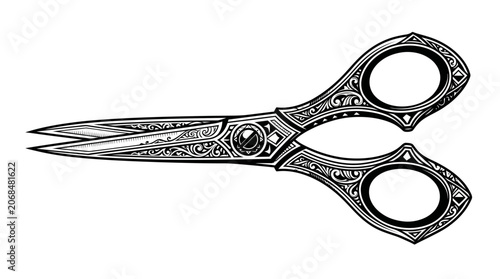 Ornate Decorative Scissors Vector Illustration