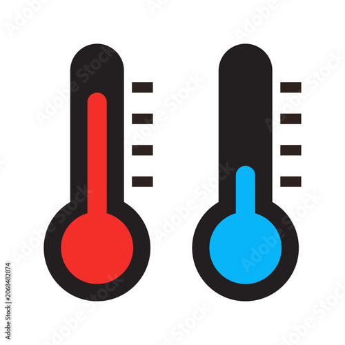 Cold and hot vector icon. Thermometer sign. Temperature symbol.