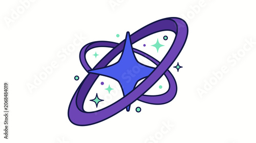 Sparkling Star with Orbital Rings Vector Illustration
