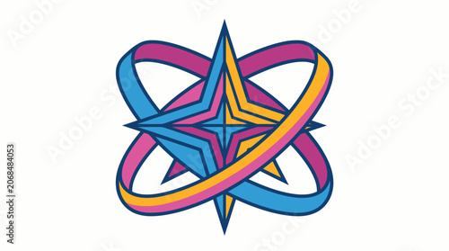 Four-Pointed Star Orbital Emblem Vector