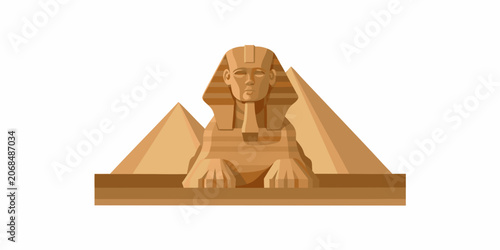 Photos Egyptian Sphinx And Pyramids Flat Vector Illustration On White Background
