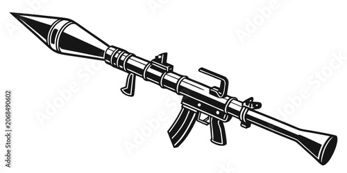 Canvastavla Detailed graphic illustration of a shoulder fired anti tank rocket launcher weap