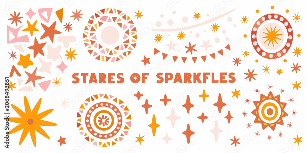 Fototapeta premium Starburst and star pattern with geometric shapes vector illustration