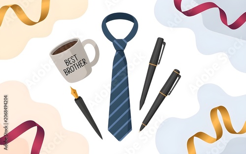a flat vector illustration showcasing brother's day gifts