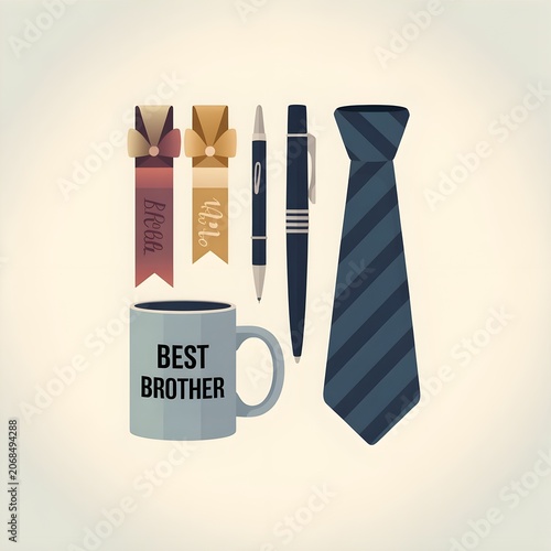 a flat vector illustration showcasing brother's day gifts