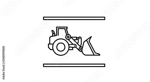Front Loader Construction Vehicle Icon, Industrial Machinery, Vector Graphic