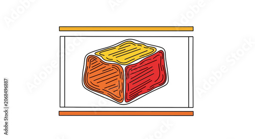 Abstract food cube with vibrant colors, modern design, geometric shape, studio shot