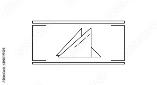 Abstract geometric origami paper triangle, minimalist line art, creative design element