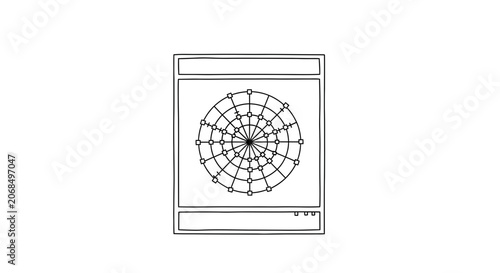 Abstract geometric radial pattern with connected dots and lines, minimalist design