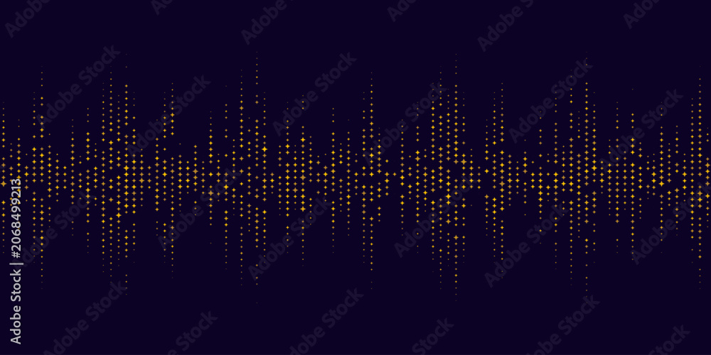 Fototapeta premium Golden star confetti pattern with glitter texture for festive background. Sparkling particles and bright shimmer form elegant border design for celebration cards. Vector illustration