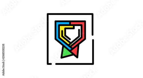Abstract Geometric Shield Logo Icon with Colorful Segments