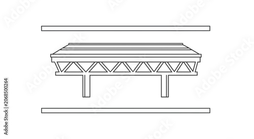 Abstract geometric structure with triangular pattern and horizontal lines