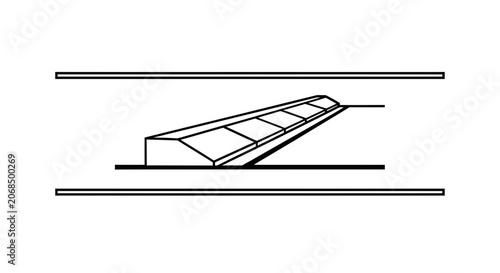 Abstract geometric tunnel with ramp and steps, optical illusion, futuristic perspective
