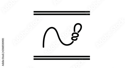 Abstract line art knot with loop and wavy tail, minimalist graphic design element