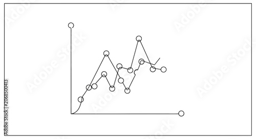 Abstract Line Graph with Data Points and Trend Line