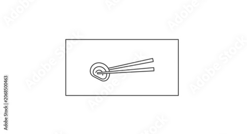 Abstract minimalist illustration of a circular object with two lines extending from it, representing a concept or idea.