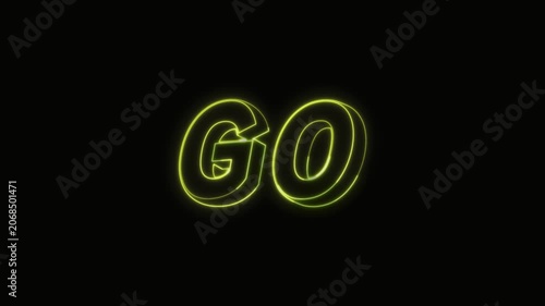  Go Neon Text Seamless Loop 4K with Black Background Animated Promotional Typography for Video Editing