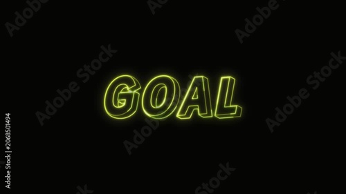  Goal Neon Text Seamless Loop 4K with Black Background Animated Promotional Typography for Video Editing