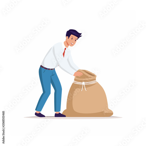 Businessman holding a sack of money illustration