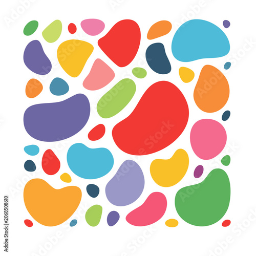 Abstract colorful organic shapes pattern on white background