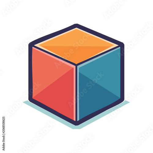 Colorful 3D Cube Vector Icon