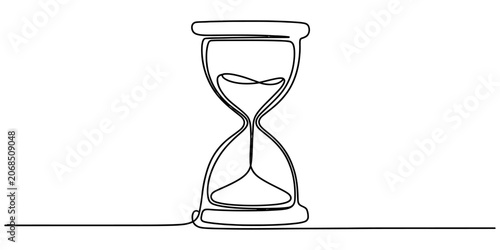 Foto Continuous single line drawing of an hourglass showing the passage of time conce