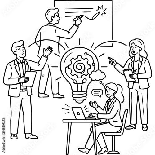 Light bulb - Professional Business Teamwork and Collaboration for Innovation During a Creative Brainstorming Meeting with a Group of People