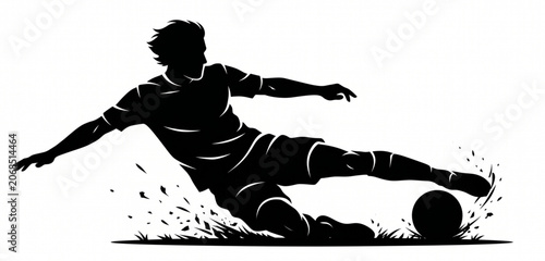 Fotografie soccer player silhouette in tackle action