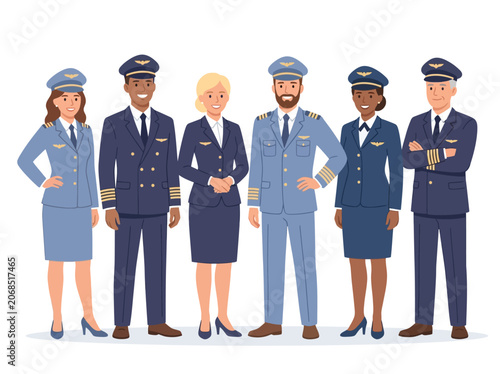 Diverse airline crew team.