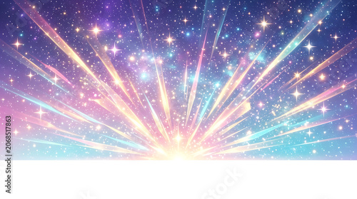 Magical Cosmic Burst of Light and Stars - A Celestial Celebration