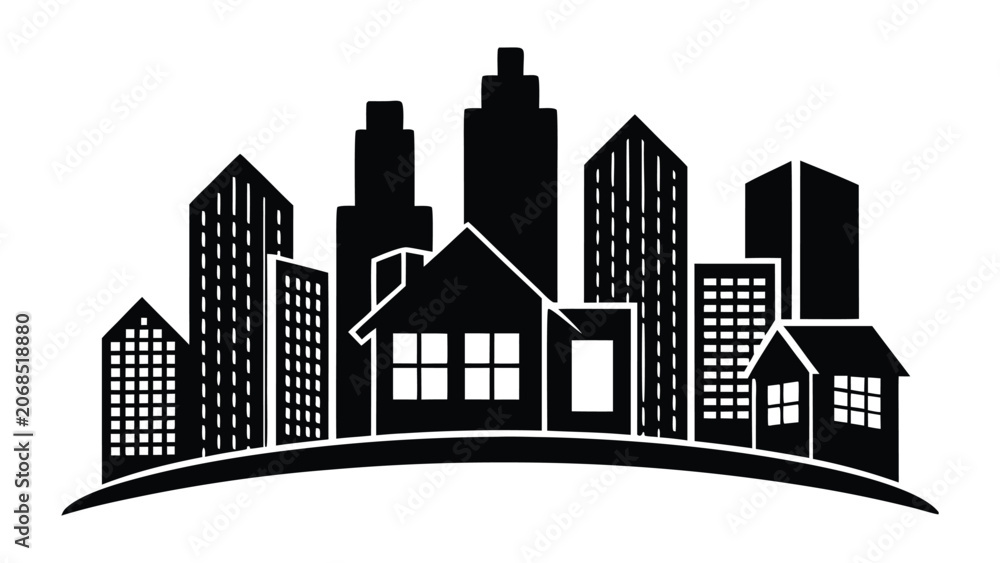Fototapeta premium City Skyline Residential Real Estate Development Vector Illustration