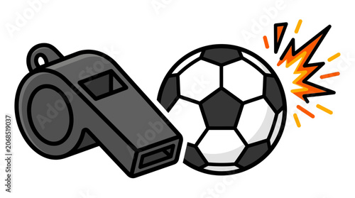 Referee whistle soccer ball spark