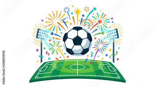 Soccer ball floating on field