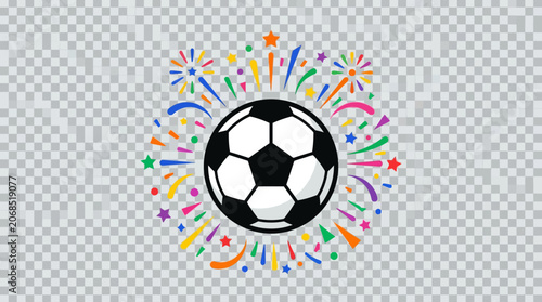 Soccer ball with celebration sparks