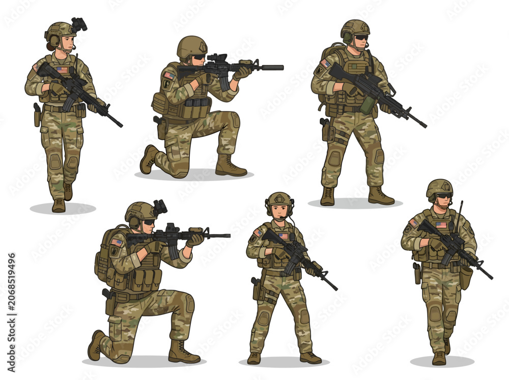 Fototapeta premium Soldiers in combat stance.