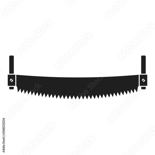 Canvas Print Two handled saw with serrated blade for cutting wood or metal icon